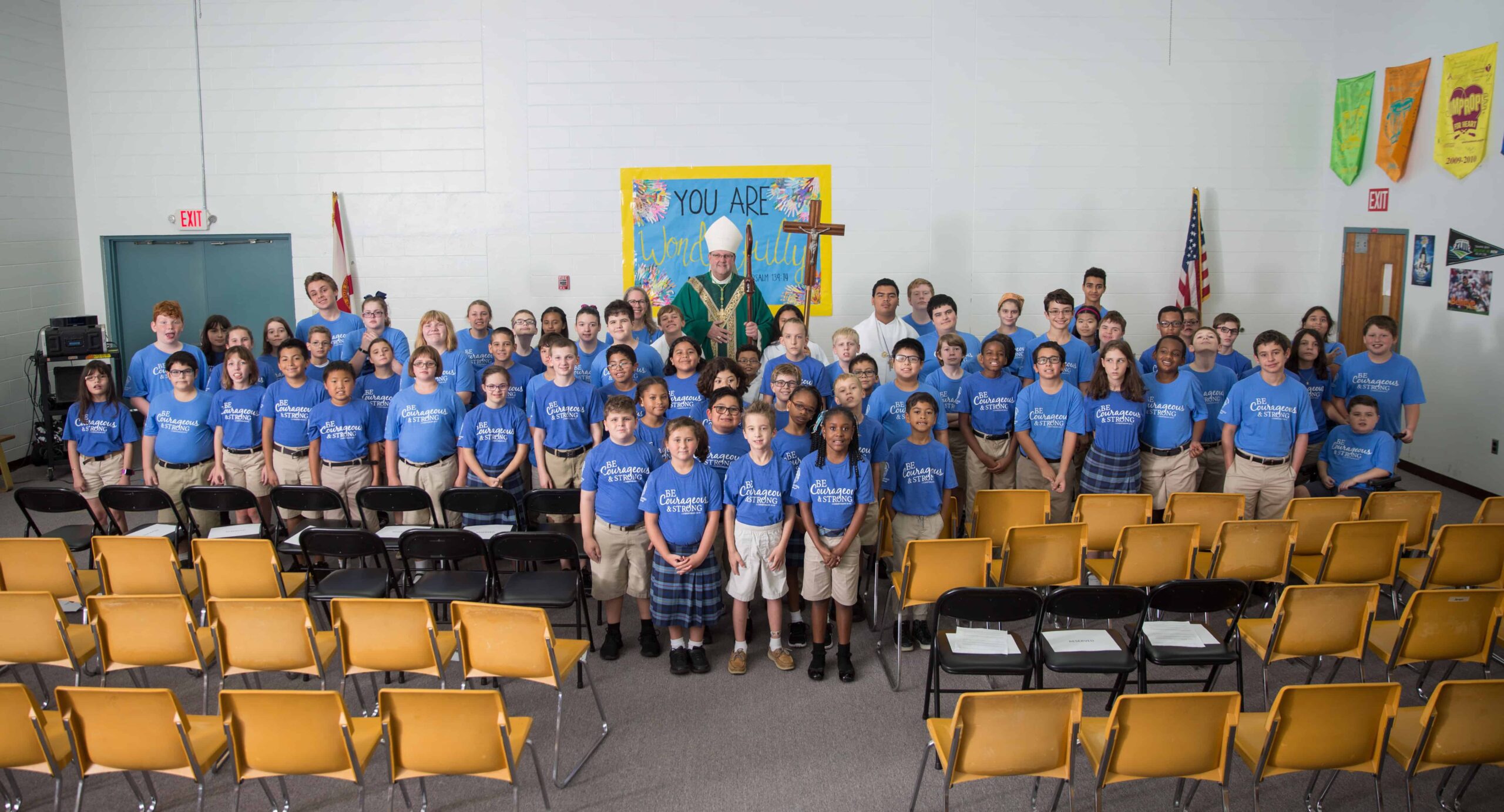 Students Surprise Bishop at School Mass